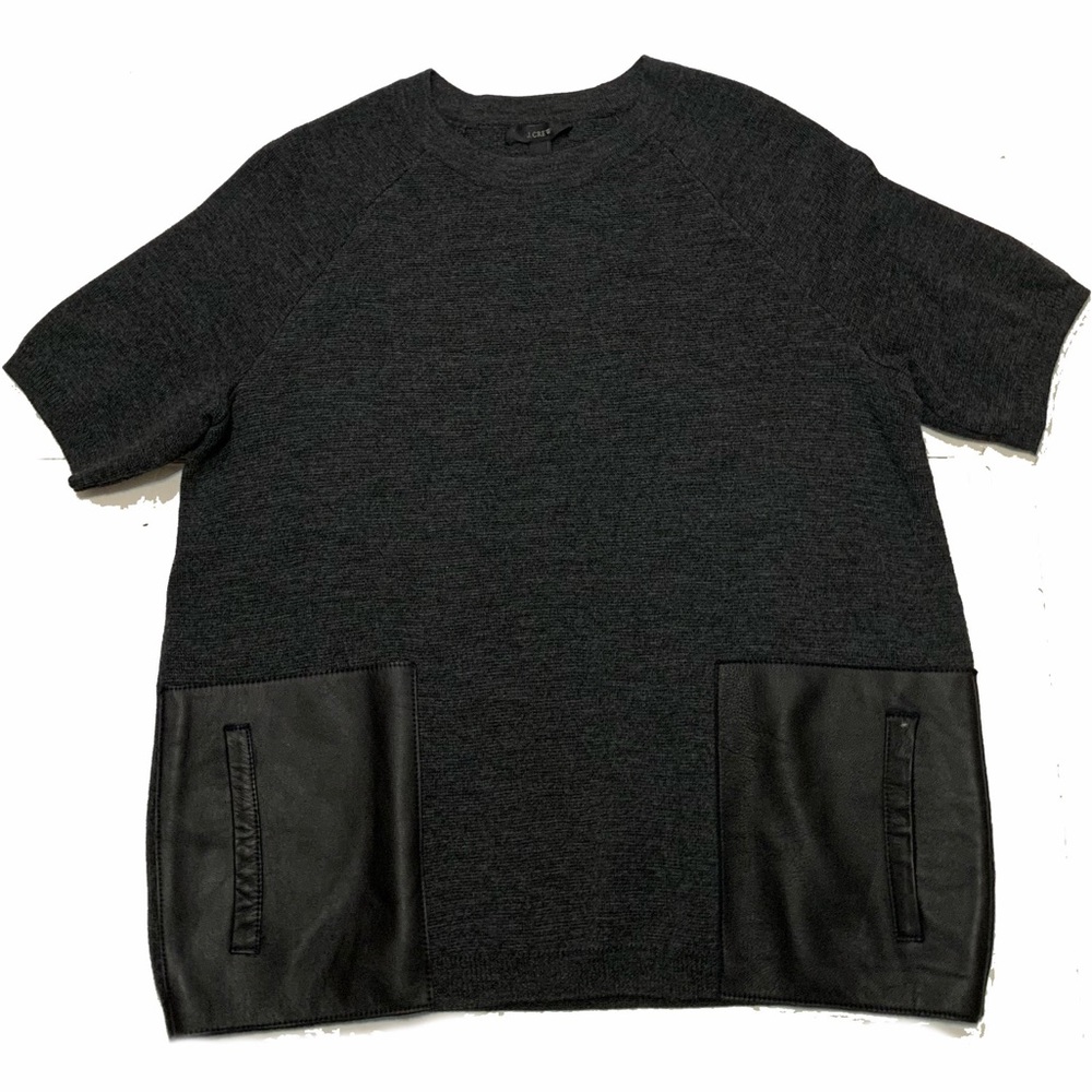 J. Crew leather pocket sweater top